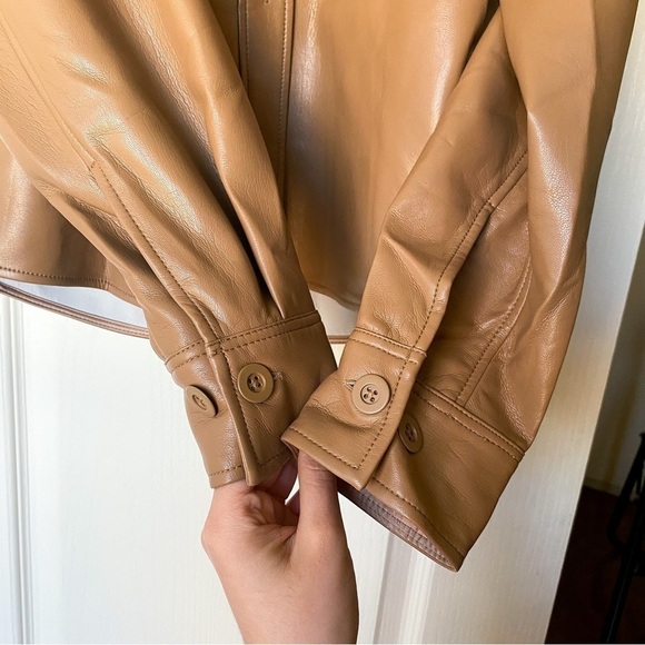 Aritzia Jacket Pelli Hip Shirt Shacket Vegan-Leather Button-Down Saville XS NWT - Picture 2 of 8